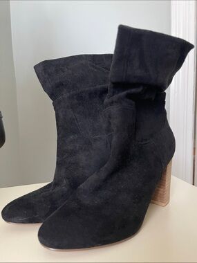CCOCCI Black Slouch Suede Block Heel Ankle Boots